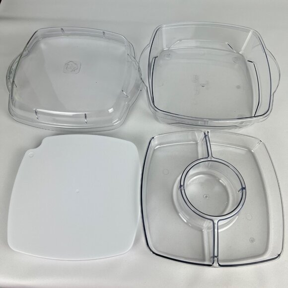 Pampered Chef Small Square Cool and Serve with 4 Section Tray Charcuterie Picnic - Picture 4 of 16